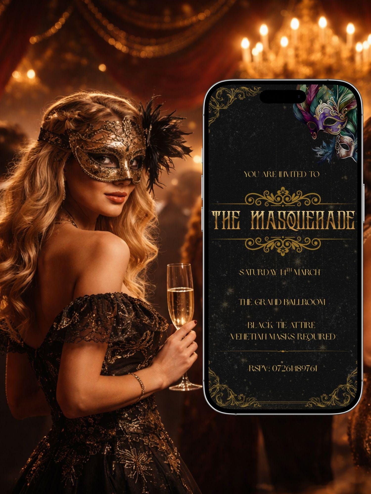 Black Tie Event Mask - Etsy
