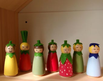 Fruit and Veggie Wooden Doll Set