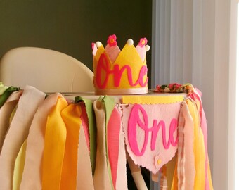 Birthday High Chair Banner & Crown Set