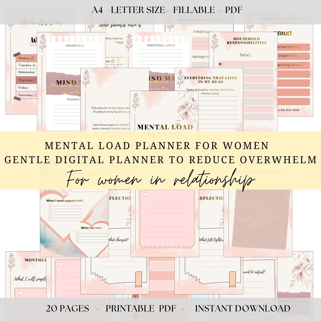 Mental Load Planner for Women | Gentle Digital Planner to Reduce ...