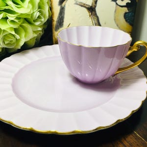 Xícara Shelley Lavender com prato de sobremesa