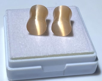 Peach Monalisa Quartz Plug Round Gemstone, Tunnel Plugs, Double Flare Stone Plug, All Sizes , 3 To 50 MM. Ear Stretcher Gauges, Handmade.