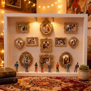 Personalisierte Mini Museum Silhouette Box mit LED-Licht, DIY 11 Fotos Museum Frame Box, Valentinstag Geschenk, Paar Geschenk