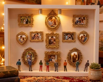 Personalized Mini Museum Silhouette Box with LED Light, DIY 11 Photos Museum Frame Box, Valentine'sDay Gift, Couple Gift