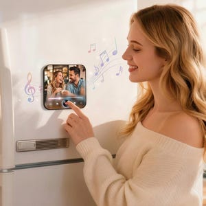 Custom Magnetic Fridge Magnet Music Player | Personalized Photo/Song DIY Gift | Rechargeable Bluetooth Audio Decor