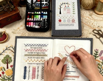 Stickbuch-Kit, 138 Muster 86 STÜCK All-in-One-Anfängerset mit Werkzeugen und Schritt-für-Schritt-Anleitungen, handgefertigtes Übungsbuch