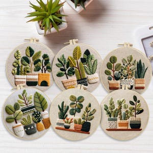 Kit de broderie de bouquet de plantes pour débutant, Kit de broderie de plante florale moderne à la main, Décoration murale pour la maison, Kit de bricolage de démarrage pour adultes, Cadeaux artisanaux