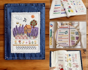 刺繍ステッチブックキット、90種類以上の刺繍ステッチ、ツールとステップバイステップのチュートリアルが付属したオールインワン初心者セット、手作りの練習帳