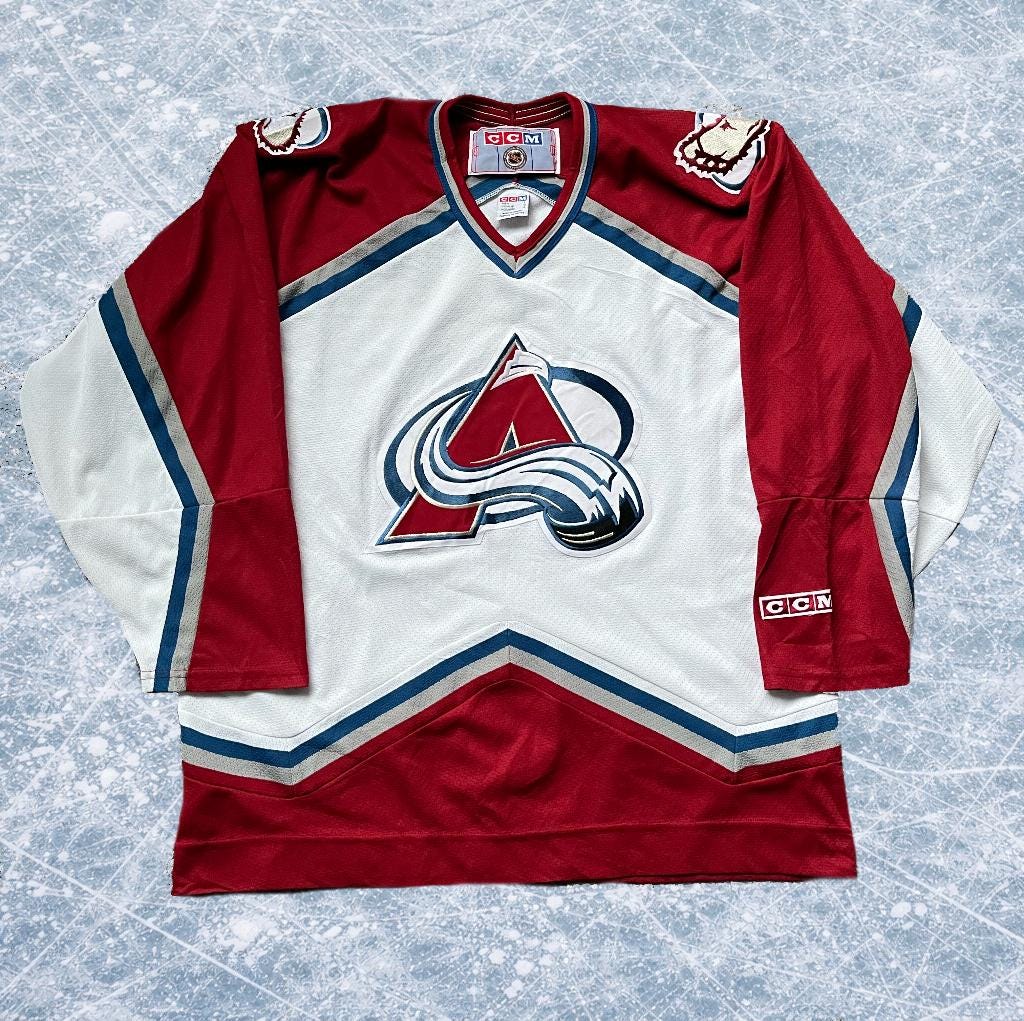 Chemise vintage Colorado Avalanche homme blanc moyen années