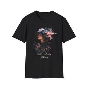 Emotionally Offline T-Shirt | Dreamy Woman Cloud Portrait, Floral Surreal Art