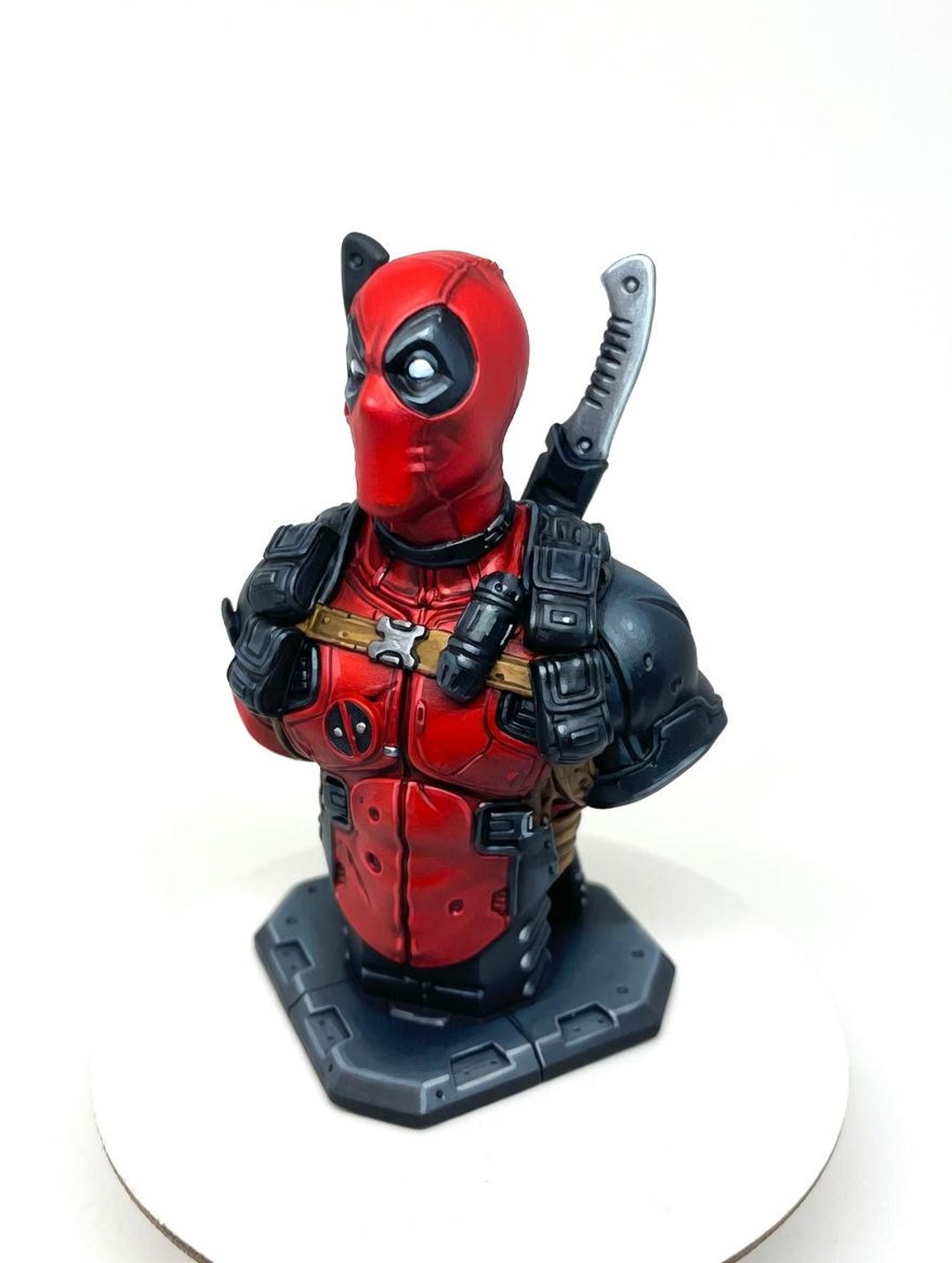 Deadpool Bust Fan Art Statue | Resin 3D Print, Primed for Painting