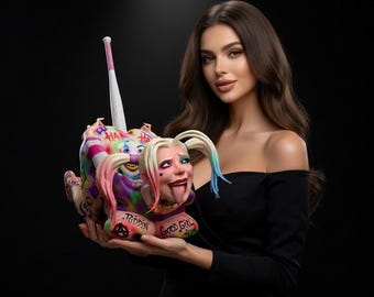 Portalápices estilo Harley NSFW STL / Organizador de escritorio para adultos Modelo de impresión 3D / Portalápices de villana de cómic / Figura de impresora de resina STL