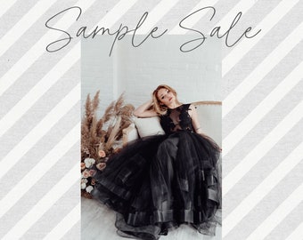 SAMPLE SALE - Eleanor Skirt - Raven - Black Wedding Dress - Wedding Separates - Tulle Wedding Skirt - Goth Wedding Dress - Vintage Wedding