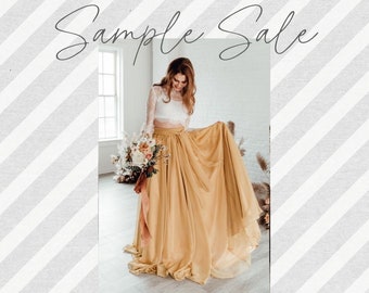 SAMPLE SALE - Florence Skirt - Marigold - Yellow Dress - Gold Wedding Dress - Wedding Separates - Wedding Skirt - Crop Top Wedding Dress