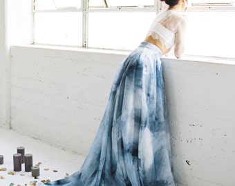 Tennyson Skirt - 10" Train - Wedding Skirt - Handpainted Skirt - Chiffon Skirt - Colored Wedding Dress - Wedding Separates