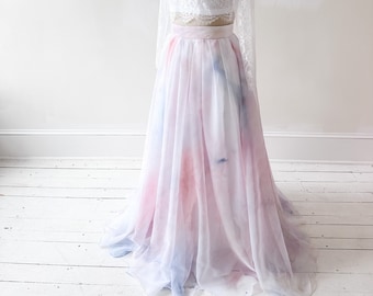 Tennyson Skirt - 10" Train - Wedding Skirt - Handpainted Skirt - Chiffon Skirt - Colored Wedding Dress - Wedding Separates