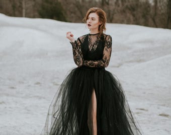 simple black wedding dress