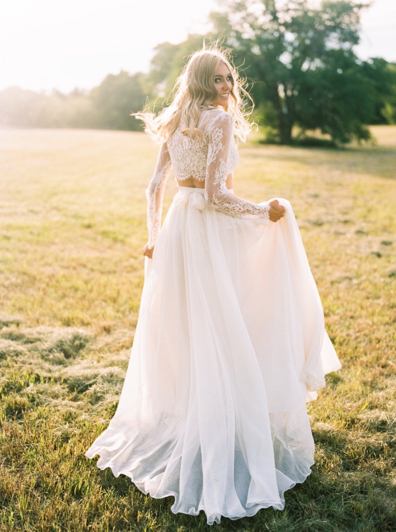 Willow Crop Top Wedding Separate Lace Crop Top Long Sleeve Lace Wedding Dress Crop Top Wedding Dress image 5