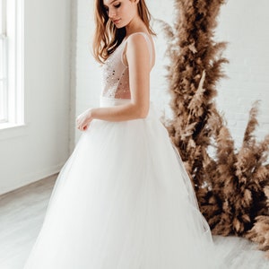 Norma J. Skirt 10 Train Tulle Skirt Tulle Wedding Dress Colored Wedding Dress Blue Wedding Dress Wedding Separates image 4