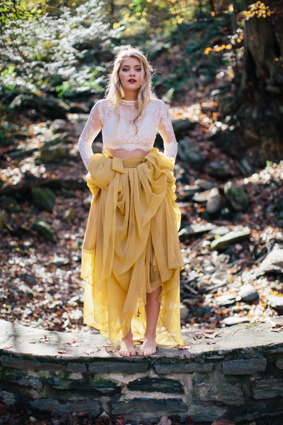 chiffon skirt with train