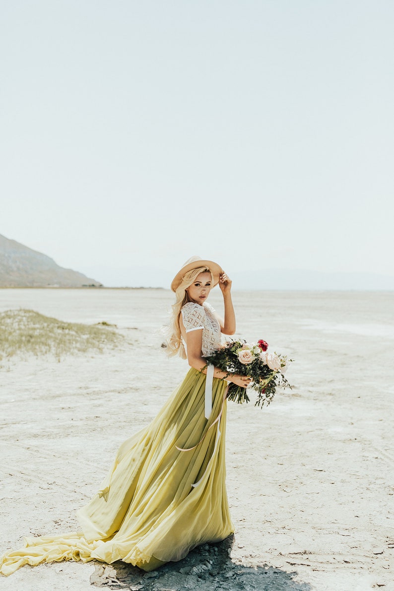 Florence Skirt 10 Train Chiffon Skirt Wedding Skirt Wedding Separates Two Piece Wedding Dress Lace Wedding Dress image 3
