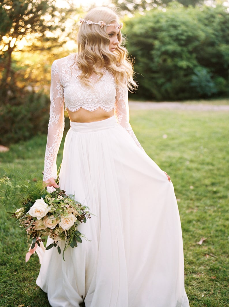Willow Crop Top Wedding Separate Lace Crop Top Long Sleeve Lace Wedding Dress Crop Top Wedding Dress image 4
