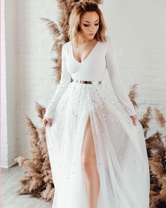 Elliot Bodysuit Wedding Separate V Neck Modern Wedding Dress Minimal Wedding  Dress Simple Wedding Dress Knit Wedding Dress 
