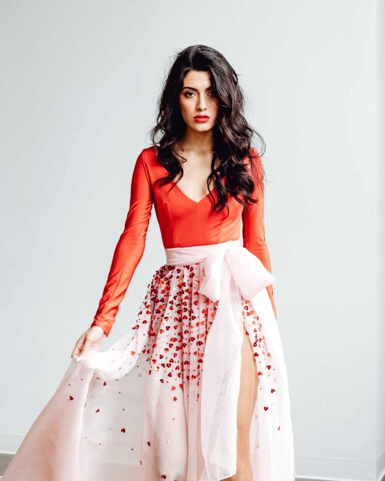 chiffon skirt with train