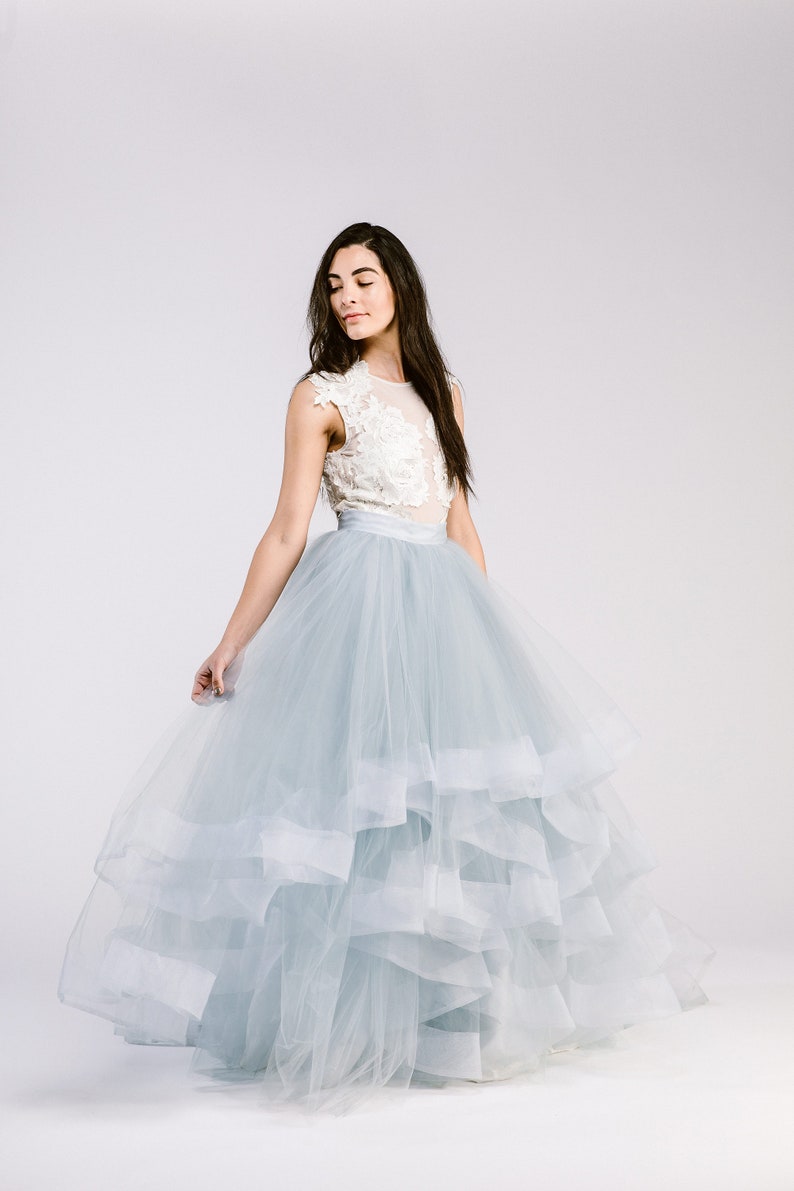 Eleanor Skirt 10 Train Tulle Bridal Skirt Horse Hair Trim Colored Wedding Dress Wedding Skirt image 6