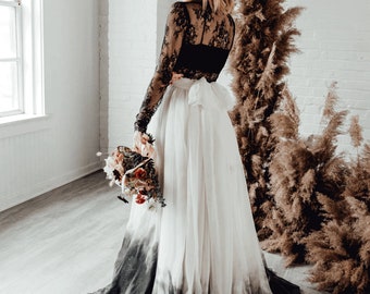 Cordelia Skirt - 10" Train - Bridal Skirt - Dip Dyed Wedding Dress - Ombre Wedding Dress - Two Piece Wedding Dress - Chiffon Skirt