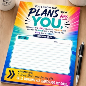Jeremiah 29:11 Notepad | Bible Study, Prayer Journal, Daily Notes (Digital Download)