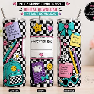 Composition Notebook Tumbler Wrap PNG | Teacher Student School Sublimation Design (Digital Download)