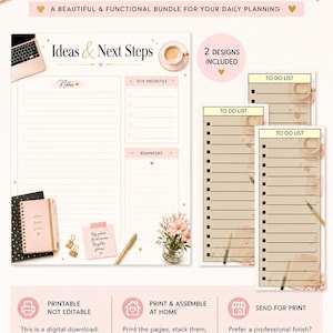 Printable Notepad Bundle | Ideas & Next Steps, To Do List (PDF)