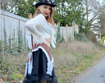 Steampunk garter skirt, cotton skirt, circle skirt,