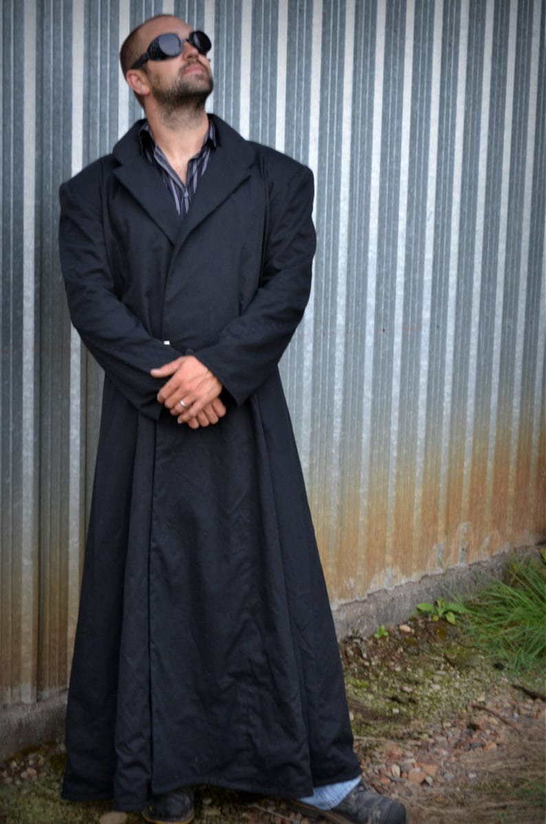 Gothic or Steampunk Gentlemens Overcoat, long, Black, size XL. Duster, Cassock, Ready to ship. image 1