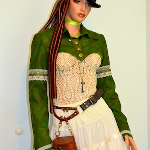 Cropped Steampunk jacket, Moss Green short jacket
