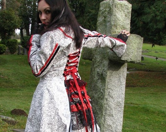 Neo Victorian Red Queen Coat Steampunk Circus