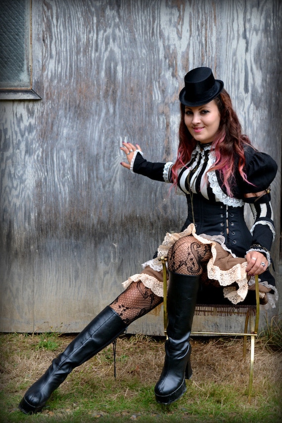 Steampunk outfit 3 delig rok schouderophalen en mouwen Etsy Nederland