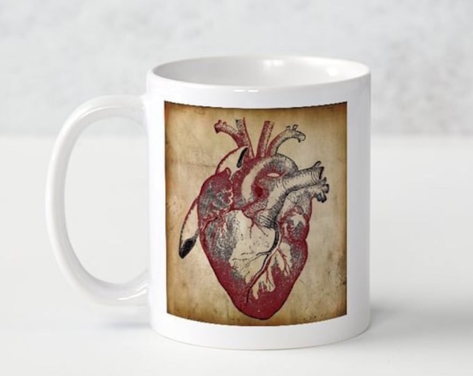 Featured listing image: Anatomical Heart Coffee Mug - 11 oz - Cardiologist - Medical Student - Nurse Gift