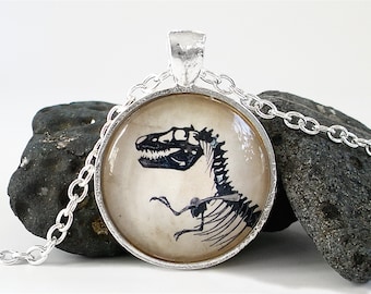 Dinosaur Necklace - Tyrannosaur / T Rex Necklace in Silver