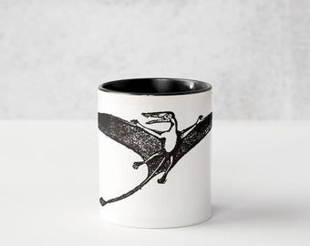 Pterosaur Wrap Around Coffee Mug - Fossil Kitchen - 11oz - Antique Paleontology Print Tea or Coffee Cup - Pterodactyl