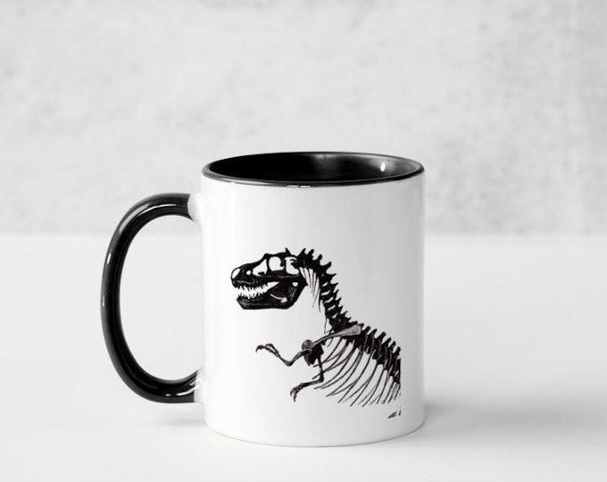 Featured listing image: Dinosaur Coffee Mug - T Rex Kitchen - Antique Paleontology Print Tea or Coffee Cup - Tyrannosaurus