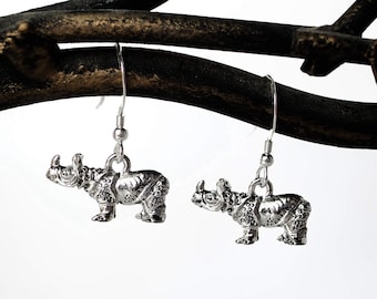 Rhinoceros Earrings - Rhino Dangle Earrings