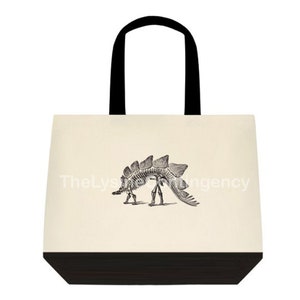 SALE - Dinosaurier Tasche - Stegosaurus Tote - Canvas Tasche mit Fossil Dinosaurier - Baumwoll Tote Bag - Große Schultertasche