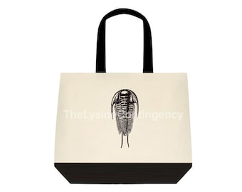 Trilobite Tote - Canvas Bag with Fossil Trilobite - Dinosaur