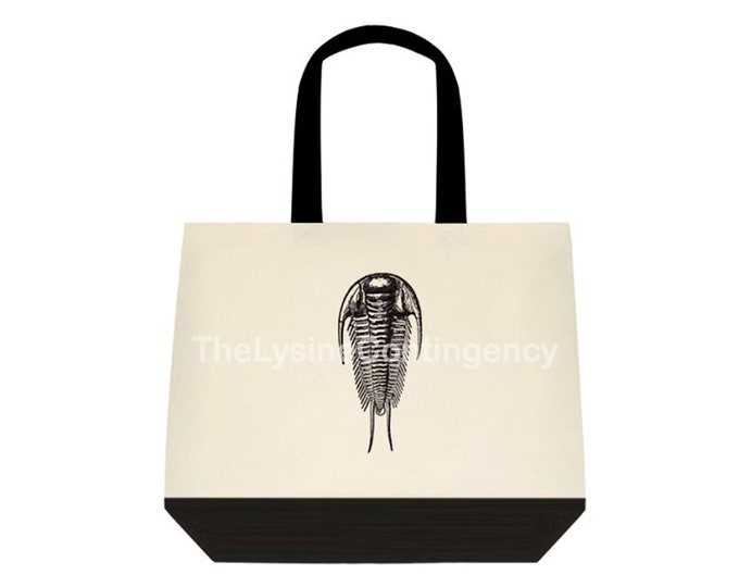 Featured listing image: Trilobite Tote - Canvas Bag with Fossil Trilobite - Dinosaur