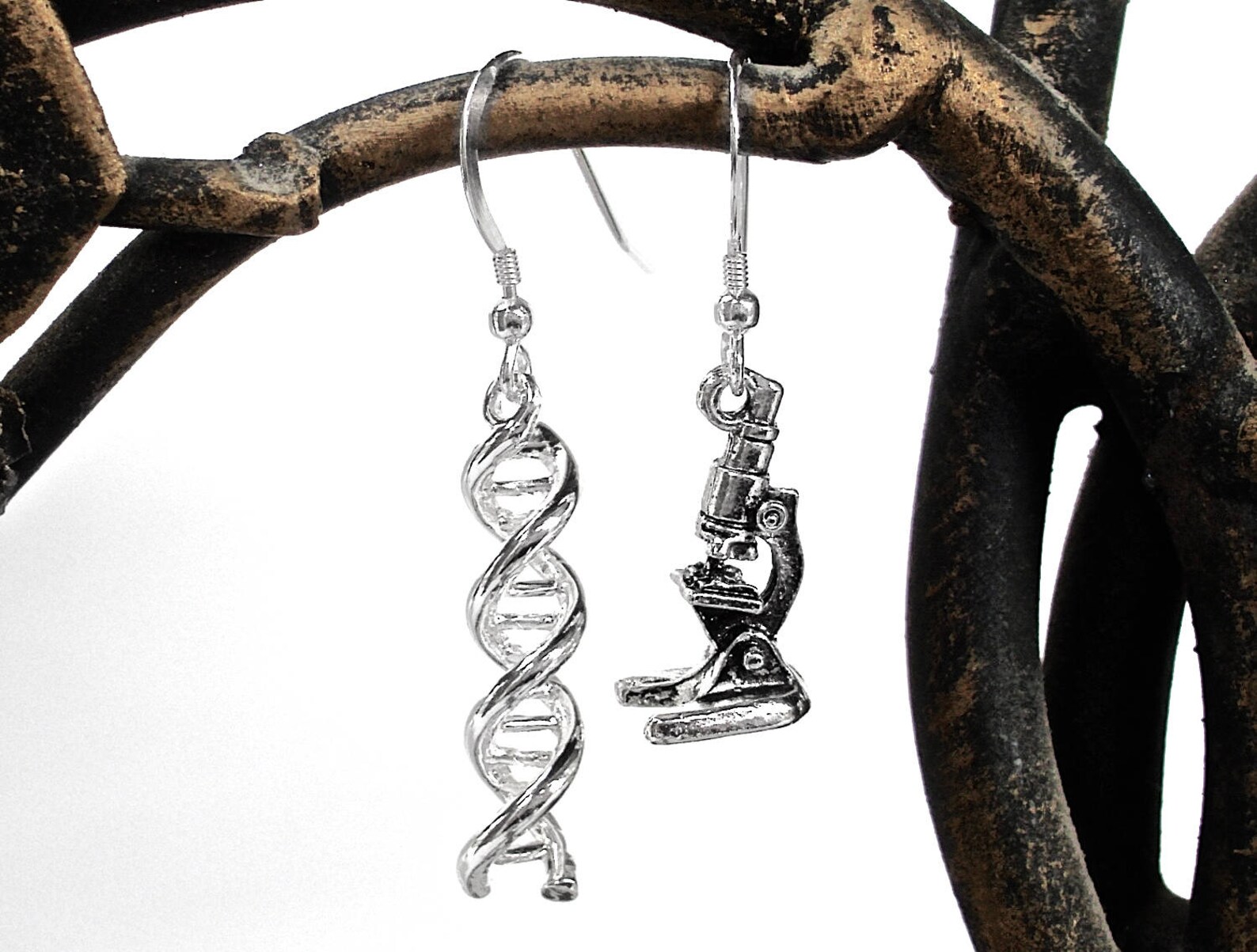 Science Earrings DNA and Microscope Earrings Etsy