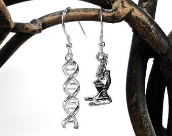 Science Earrings - DNA and Microscope Earrings