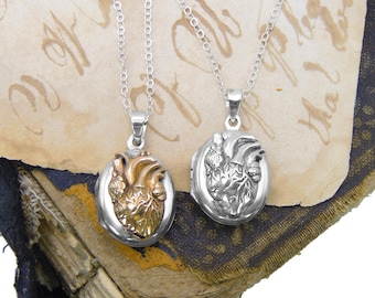 Solid Sterling Silver Anatomical Heart Locket - Bronze or Sterling Silver Heart