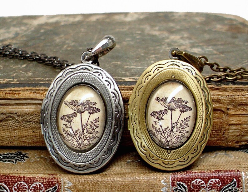 Poison Locket Antique Poisonous Hemlock Print Locket | Etsy